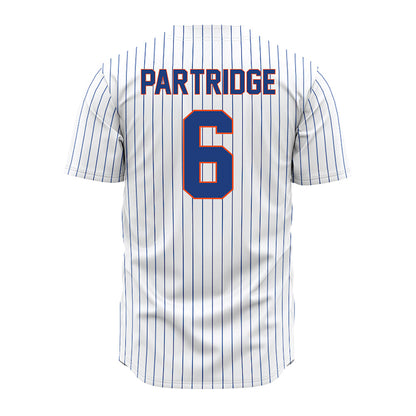Florida - NCAA Baseball : Nic Partridge - White Pinstripe Jersey-1