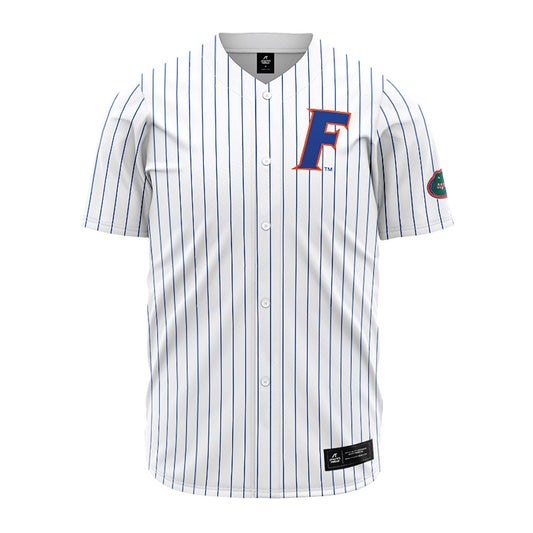 Florida - NCAA Baseball : AJ Malzone - White Pinstripe Jersey-0