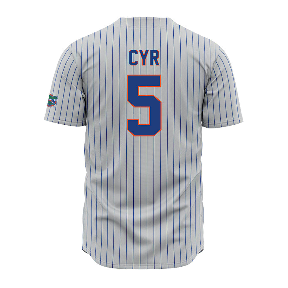 Florida - NCAA Baseball : Blake Cyr - Grey Pinstripe Jersey-1