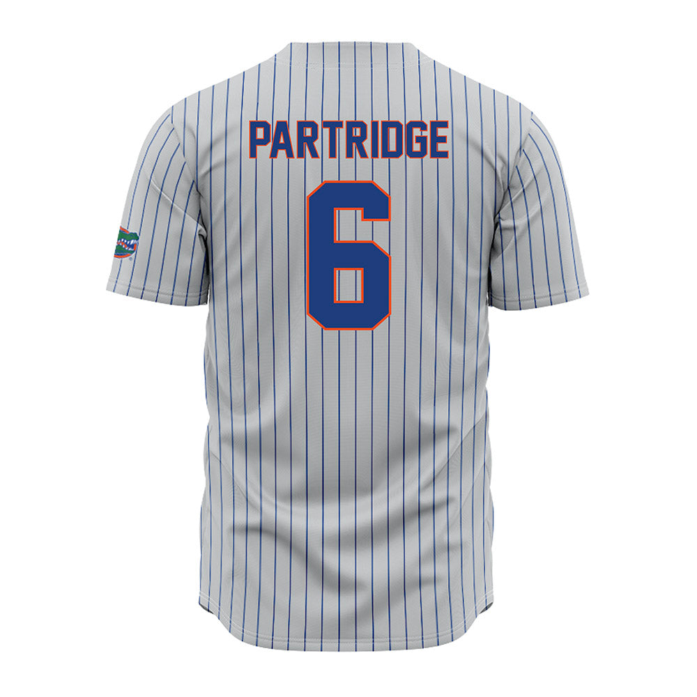 Florida - NCAA Baseball : Nic Partridge - Grey Pinstripe Jersey-1