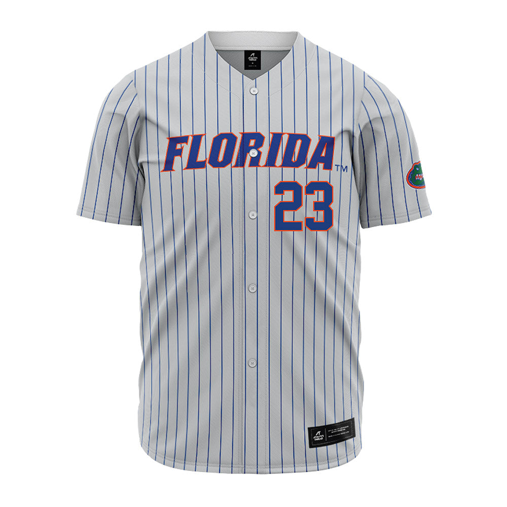Florida - NCAA Baseball : William Barlow Jr. - Grey Pinstripe Jersey-0