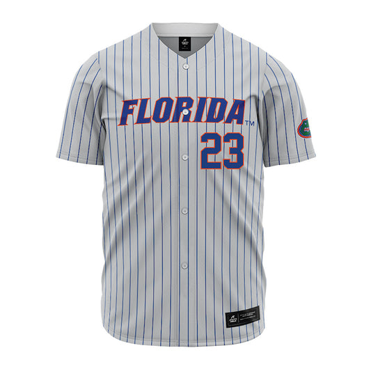 Florida - NCAA Baseball : William Barlow Jr. - Grey Pinstripe Jersey-0