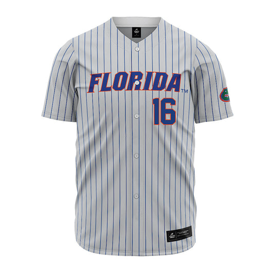 Florida - NCAA Baseball : Hayden Yost - Grey Pinstripe Jersey