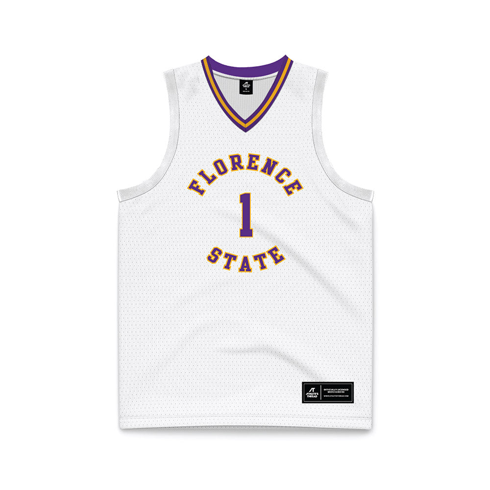 North Alabama - NCAA Men's Basketball : Donte Bacchus - White Basketball Jersey-0