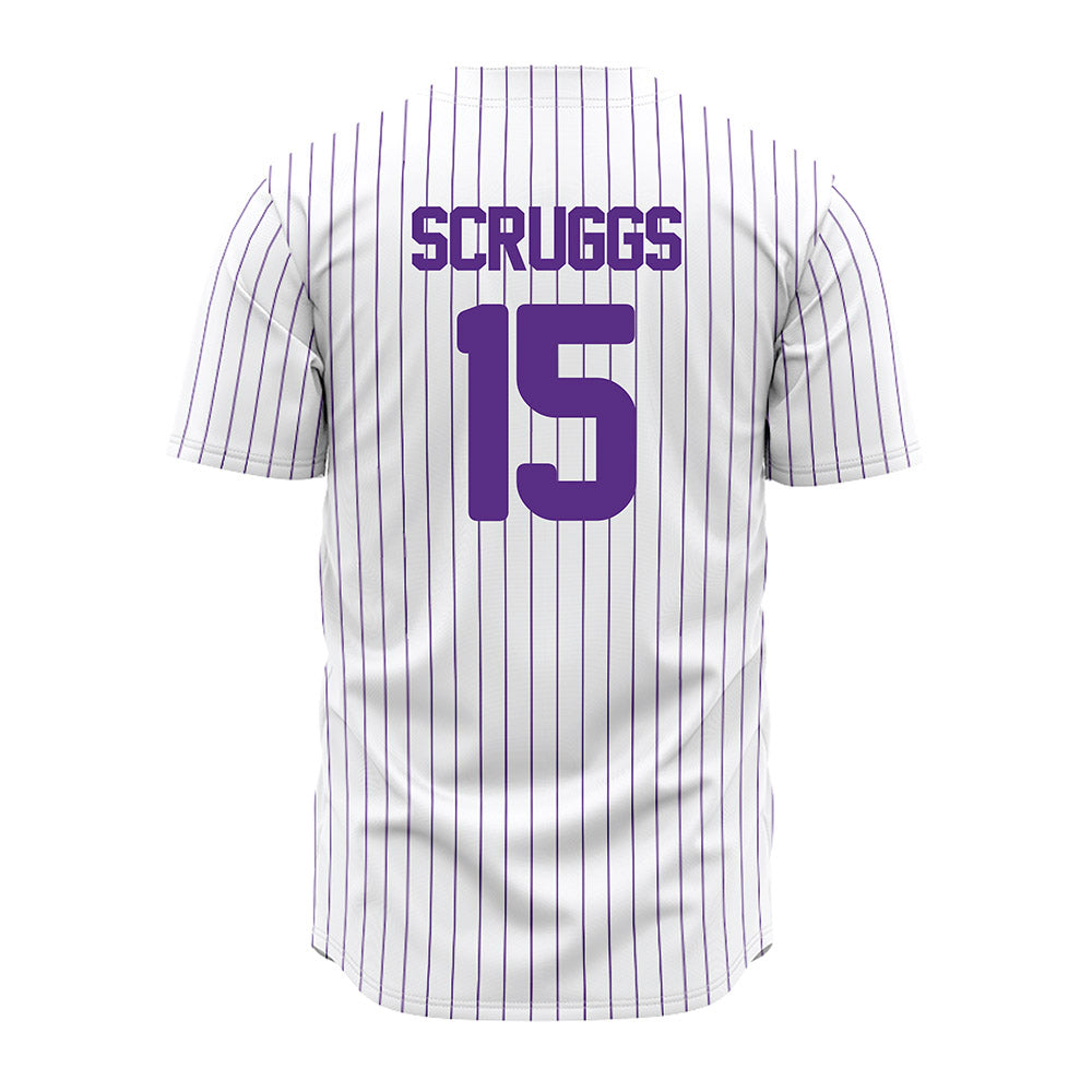 North Alabama - NCAA Baseball : Landon Scruggs - White Pin Stripe Jersey-1