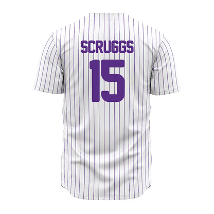 North Alabama - NCAA Baseball : Landon Scruggs - White Pin Stripe Jersey-1