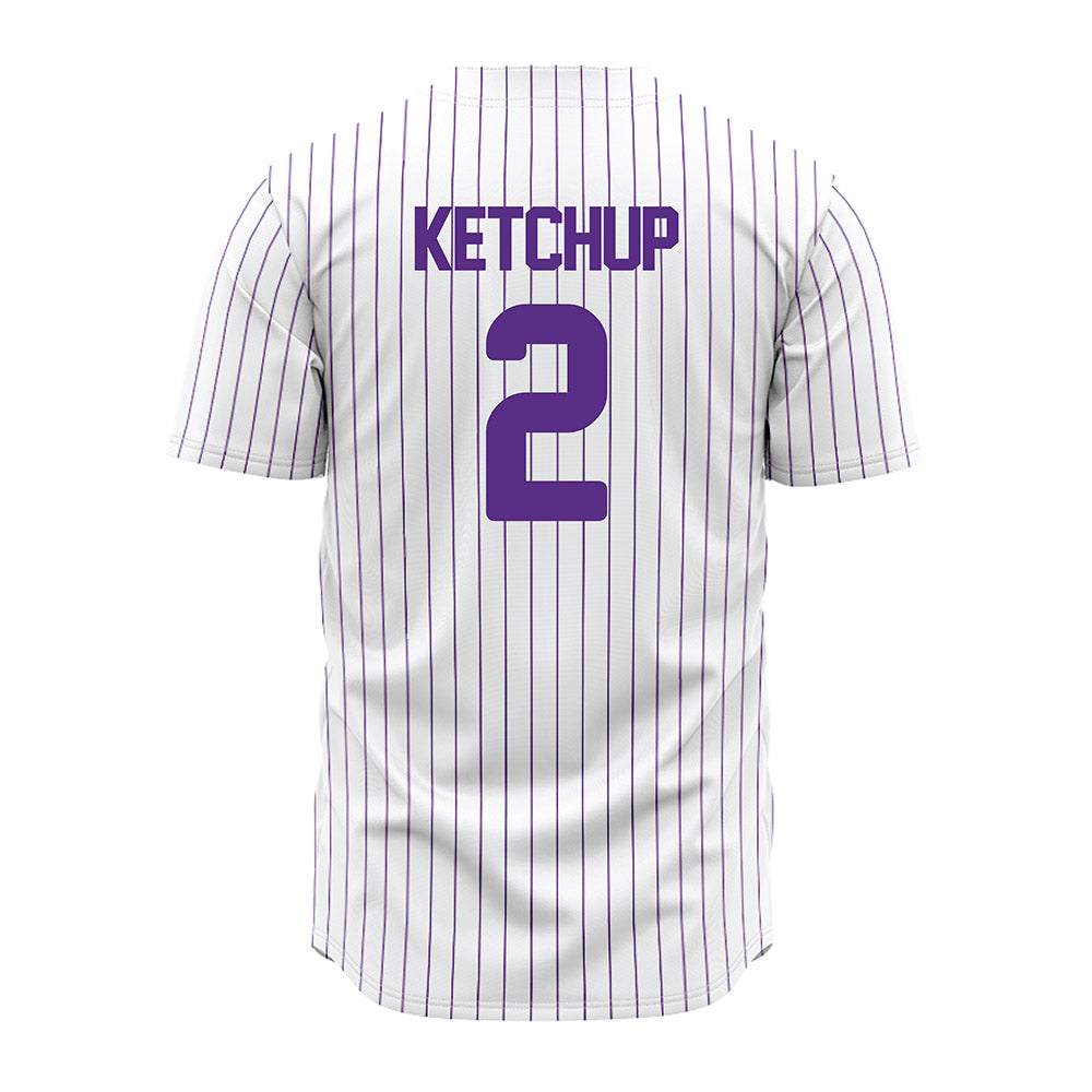 North Alabama - NCAA Baseball : Chandler Ketchup - White Pin Stripe Jersey-1