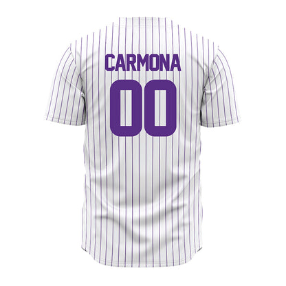 North Alabama - NCAA Baseball : Carlos Carmona - White Pin Stripe Jersey-1