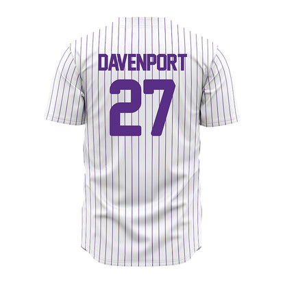 North Alabama - NCAA Baseball : Luke Davenport - White Pin Stripe Jersey-1