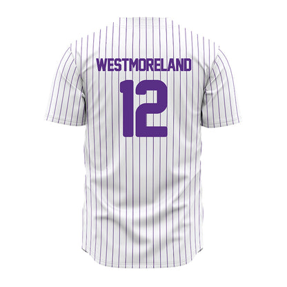 North Alabama - NCAA Baseball : Jackson Westmoreland - White Pin Stripe Jersey-1