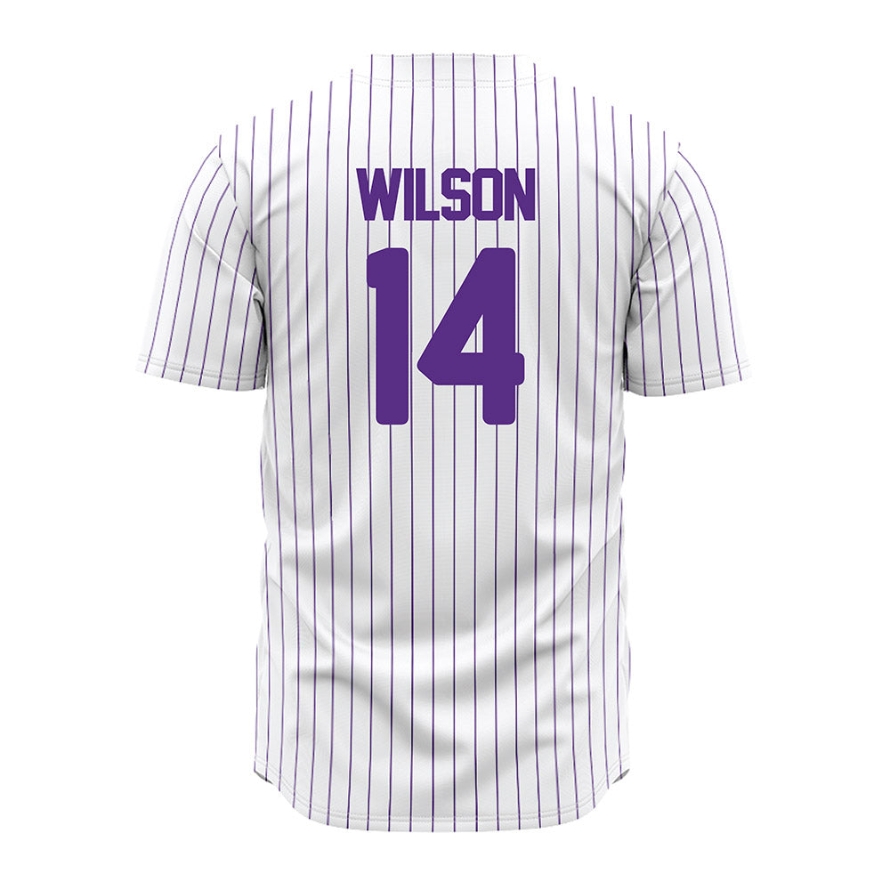 North Alabama - NCAA Baseball : Alex Wilson - White Pin Stripe Jersey-1