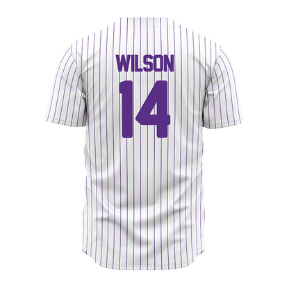 North Alabama - NCAA Baseball : Alex Wilson - White Pin Stripe Jersey-1