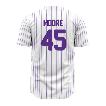 North Alabama - NCAA Baseball : Ethan Moore - White Pin Stripe Jersey-1