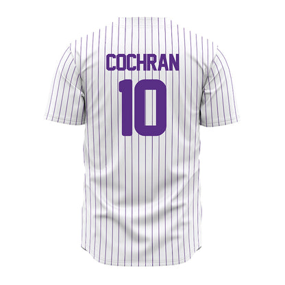 North Alabama - NCAA Baseball : Charlie Cochran - White Pin Stripe Jersey-1