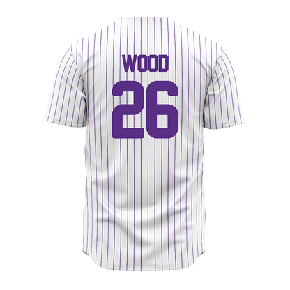 North Alabama - NCAA Baseball : John Austin Wood - White Pin Stripe Jersey-1