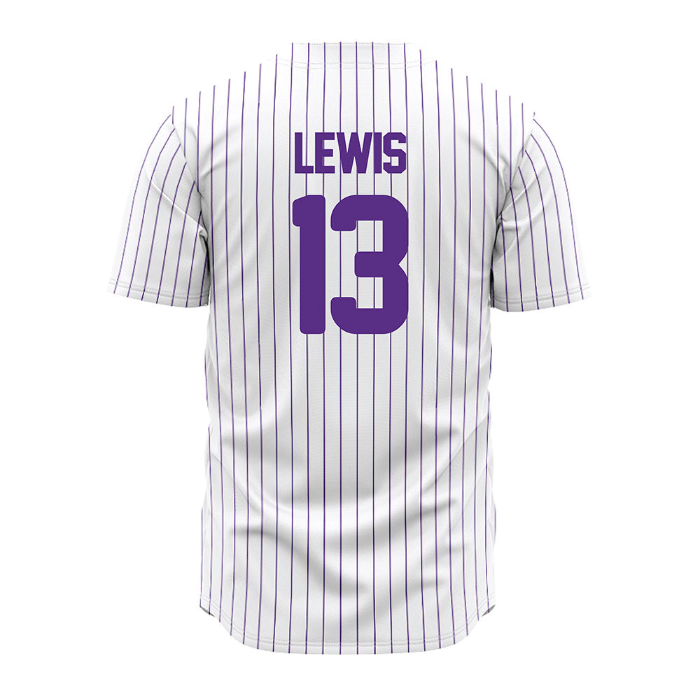 North Alabama - NCAA Baseball : Kyle Lewis - White Pin Stripe Jersey-1