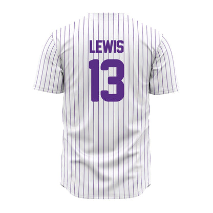 North Alabama - NCAA Baseball : Kyle Lewis - White Pin Stripe Jersey-1