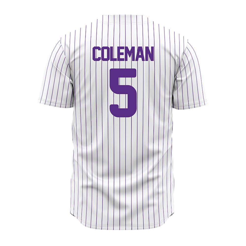 North Alabama - NCAA Baseball : Dylan Coleman - White Pin Stripe Jersey-1