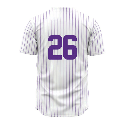North Alabama - NCAA Baseball : John Austin Wood - White Pin Stripe Jersey-1