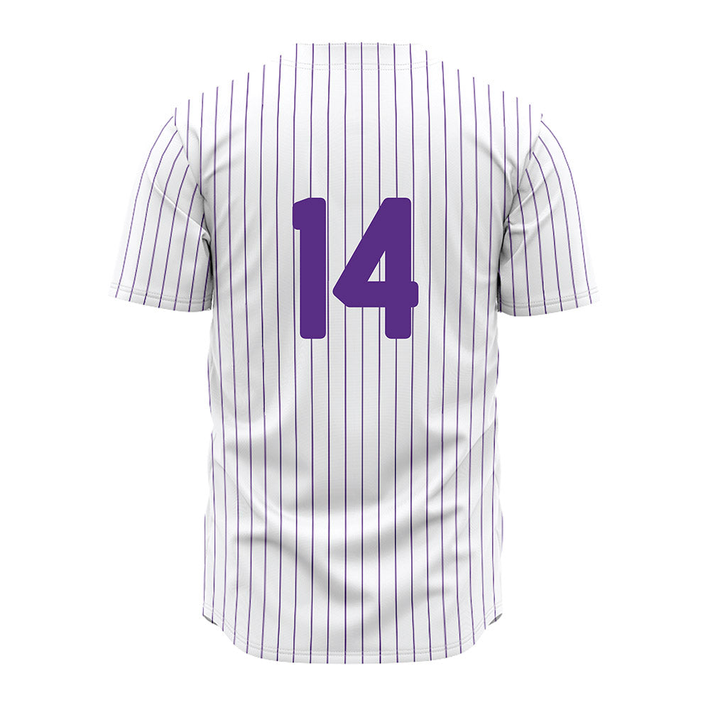 North Alabama - NCAA Baseball : Alex Wilson - White Pin Stripe Jersey-1