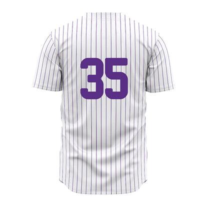 North Alabama - NCAA Baseball : Matthew Delgado - White Pin Stripe Jersey-1