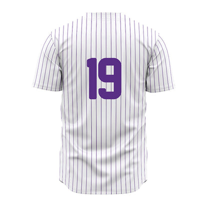 North Alabama - NCAA Baseball : Kelly Crumpton - White Pin Stripe Jersey-1