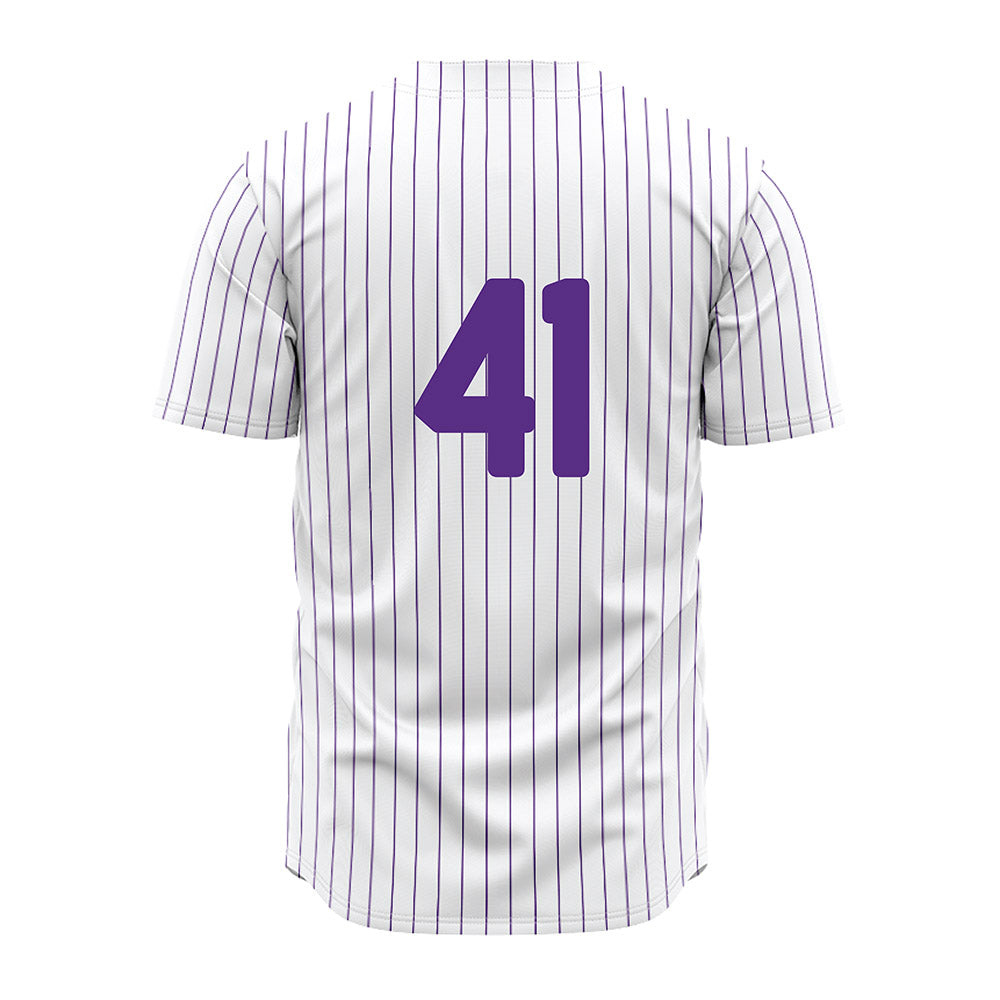 North Alabama - NCAA Baseball : Gio LoNero - White Pin Stripe Jersey-1