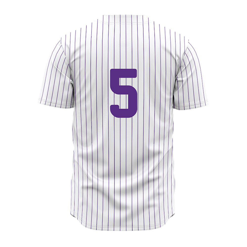 North Alabama - NCAA Baseball : Dylan Coleman - White Pin Stripe Jersey-1