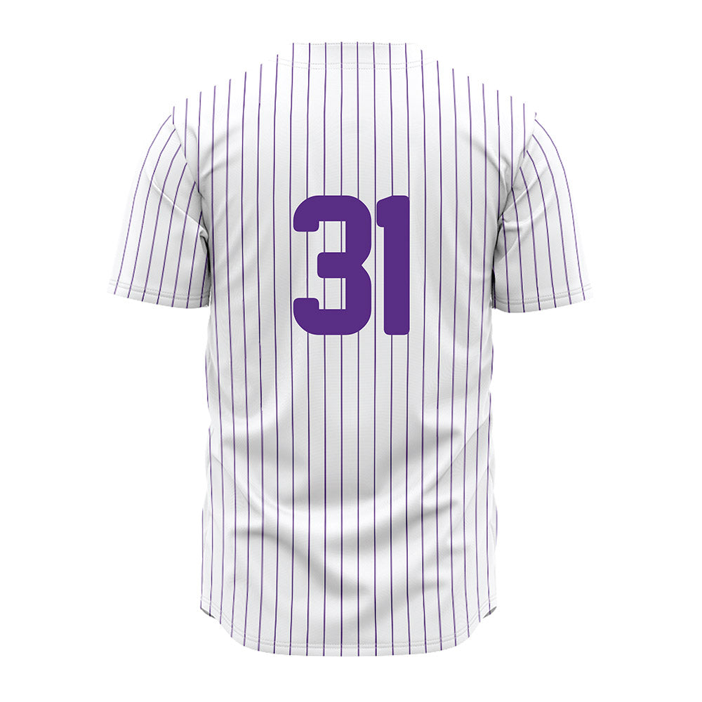 North Alabama - NCAA Baseball : Tyler Rice - White Pin Stripe Jersey-1