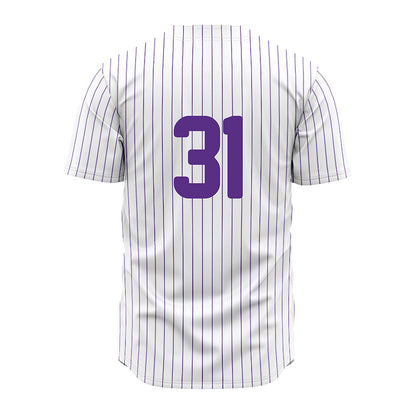 North Alabama - NCAA Baseball : Tyler Rice - White Pin Stripe Jersey-1