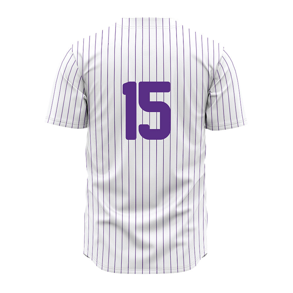 North Alabama - NCAA Baseball : Landon Scruggs - White Pin Stripe Jersey-1