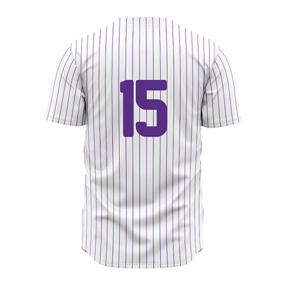 North Alabama - NCAA Baseball : Landon Scruggs - White Pin Stripe Jersey-1