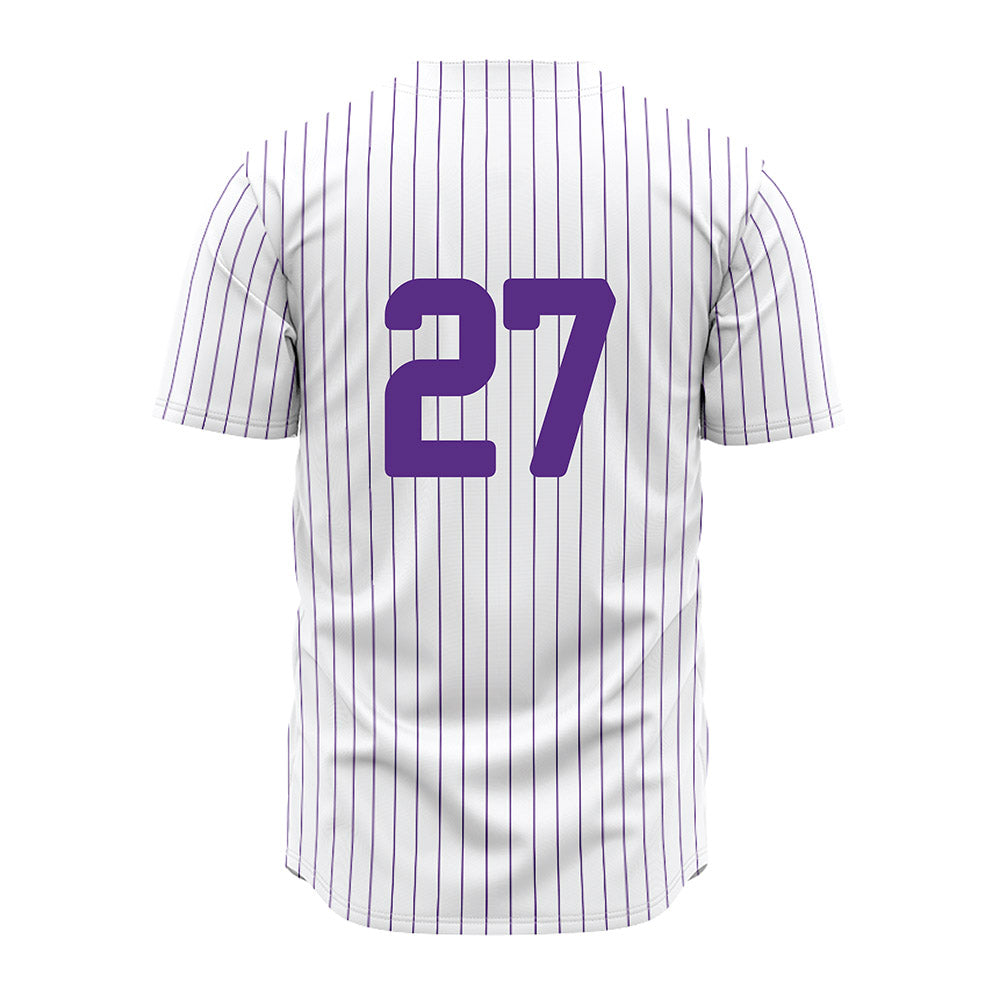 North Alabama - NCAA Baseball : Luke Davenport - White Pin Stripe Jersey-1