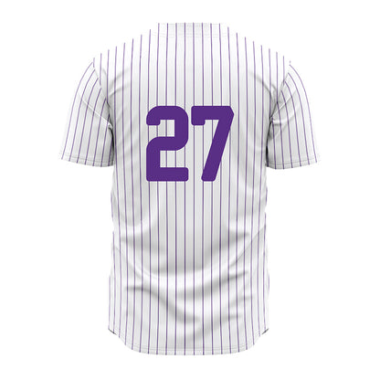 North Alabama - NCAA Baseball : Luke Davenport - White Pin Stripe Jersey-1