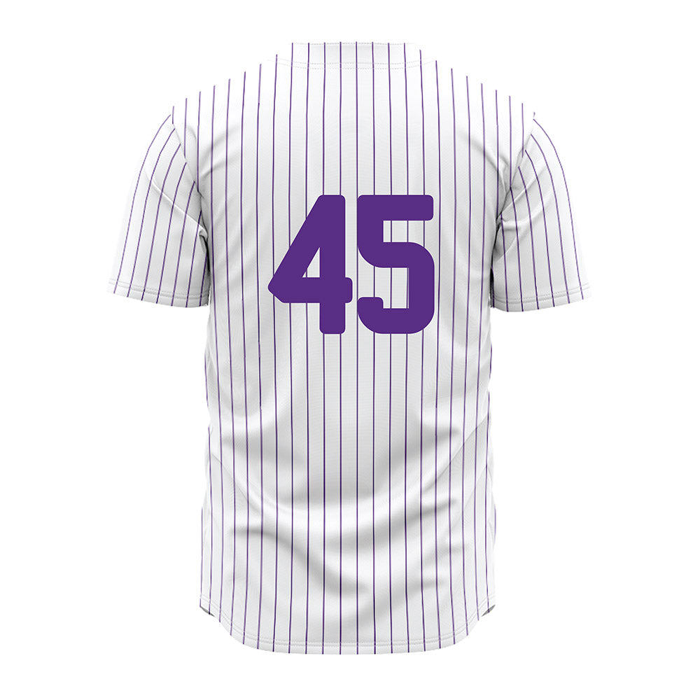 North Alabama - NCAA Baseball : Ethan Moore - White Pin Stripe Jersey-1