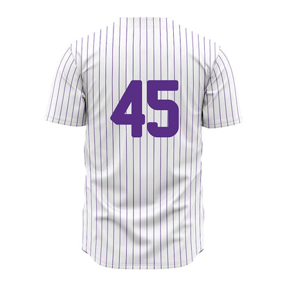 North Alabama - NCAA Baseball : Ethan Moore - White Pin Stripe Jersey-1