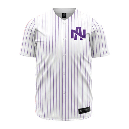 North Alabama - NCAA Baseball : Ethan Moore - White Pin Stripe Jersey-0