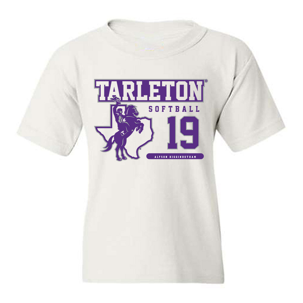 Tarleton State - NCAA Softball : Alyson Higginbotham - Classic Fashion Shersey Youth T-Shirt-0