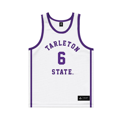 Tarleton State - NCAA Men's Basketball : Marty Silvera - White Basketball Jersey-0