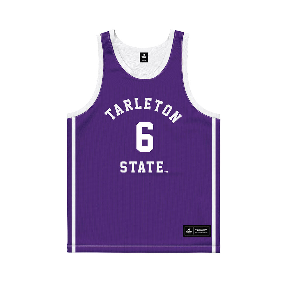 Tarleton State - NCAA Men's Basketball : Marty Silvera - Purple Basketball Jersey-0