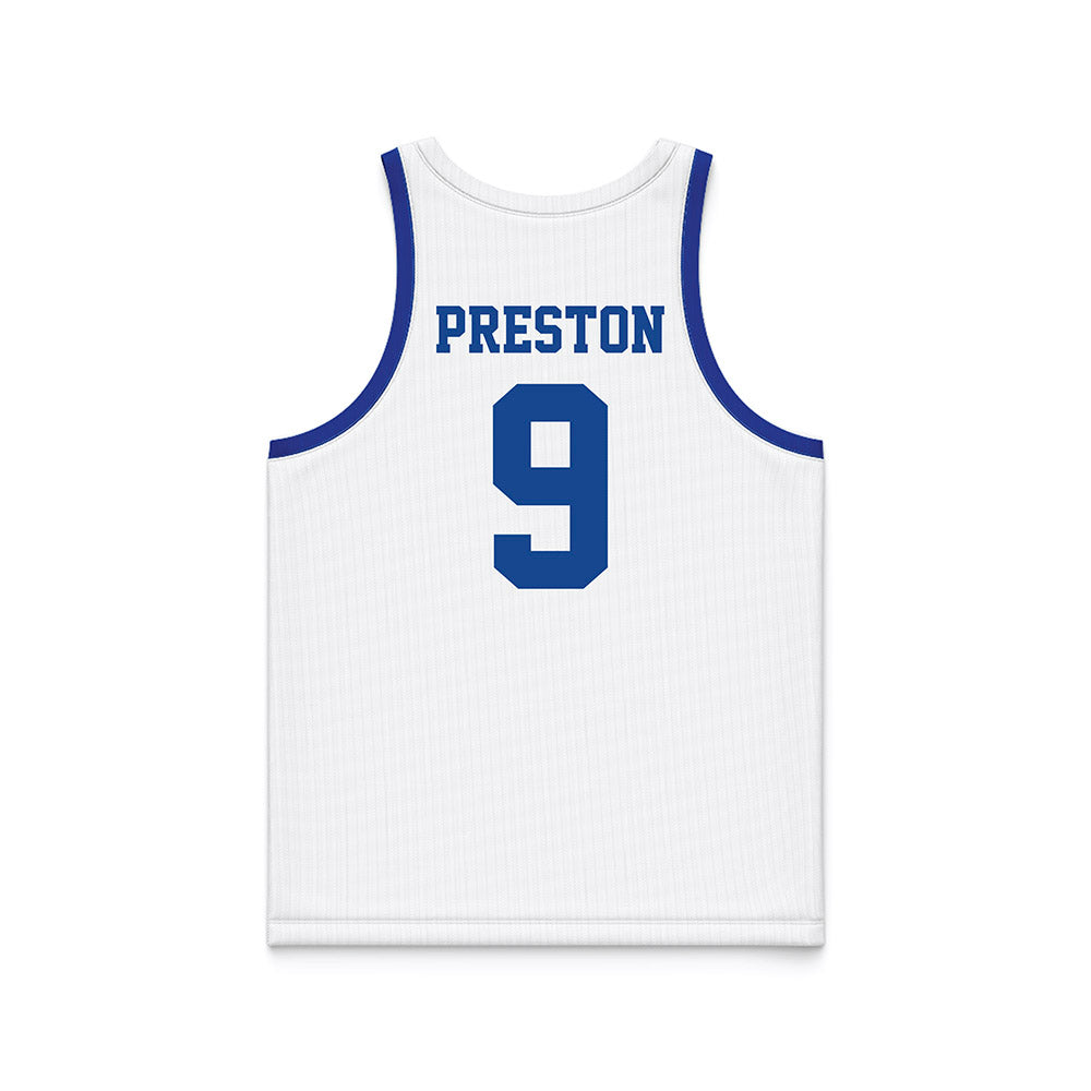 Hampton - NCAA Men's Basketball : William Preston - White Basketball Jersey-1