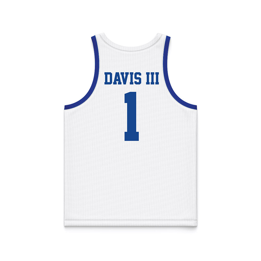 Hampton - NCAA Men's Basketball : Aaron Davis III - White Basketball Jersey-1