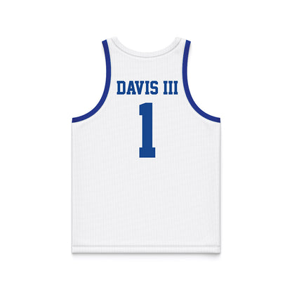 Hampton - NCAA Men's Basketball : Aaron Davis III - White Basketball Jersey-1