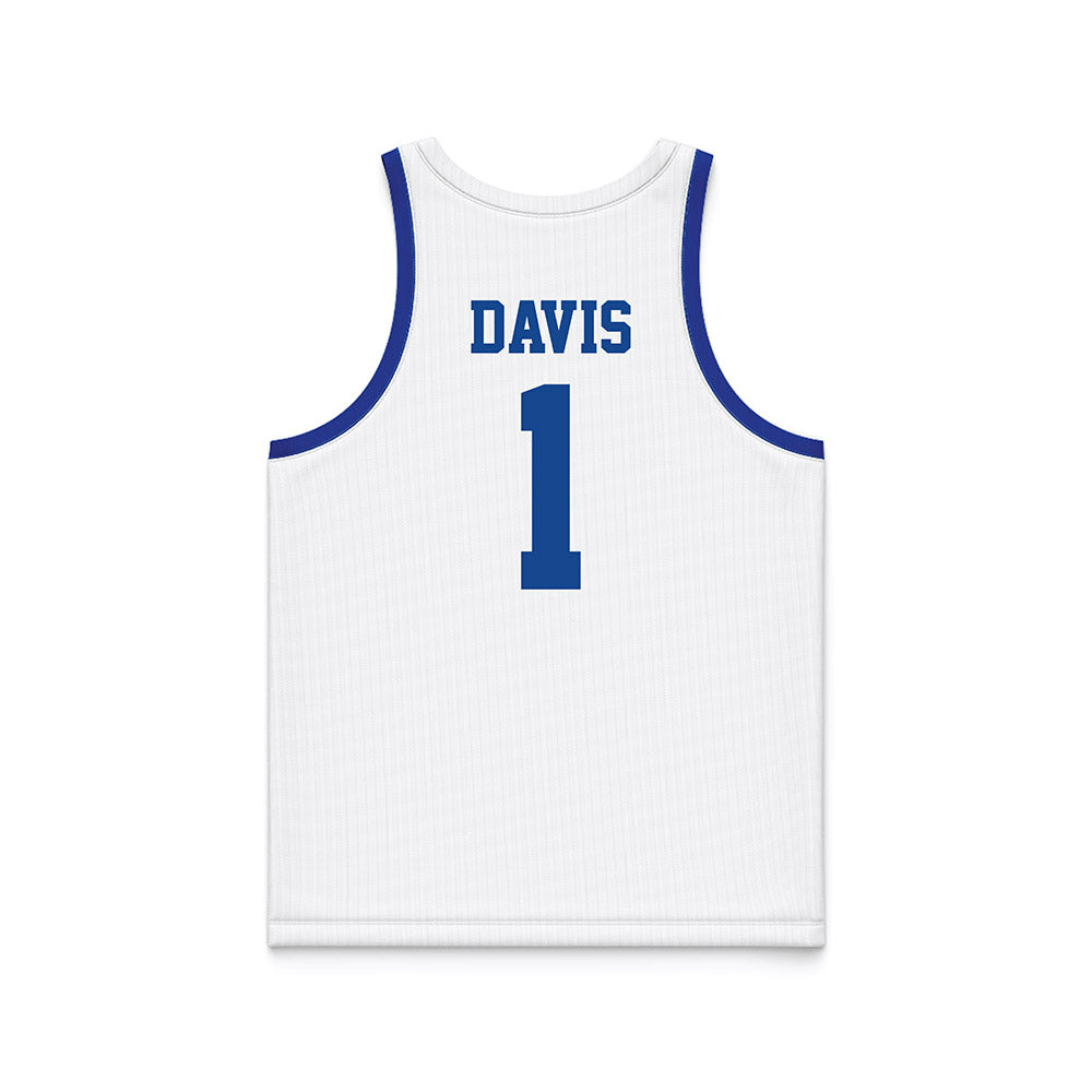 Hampton - NCAA Men's Basketball : Aaron Davis - White Basketball Jersey-1