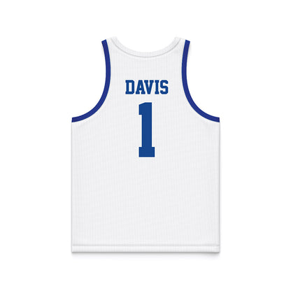 Hampton - NCAA Men's Basketball : Aaron Davis - White Basketball Jersey-1