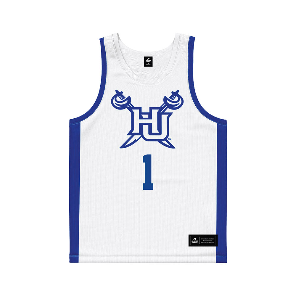 Hampton - NCAA Men's Basketball : Aaron Davis III - White Basketball Jersey-0