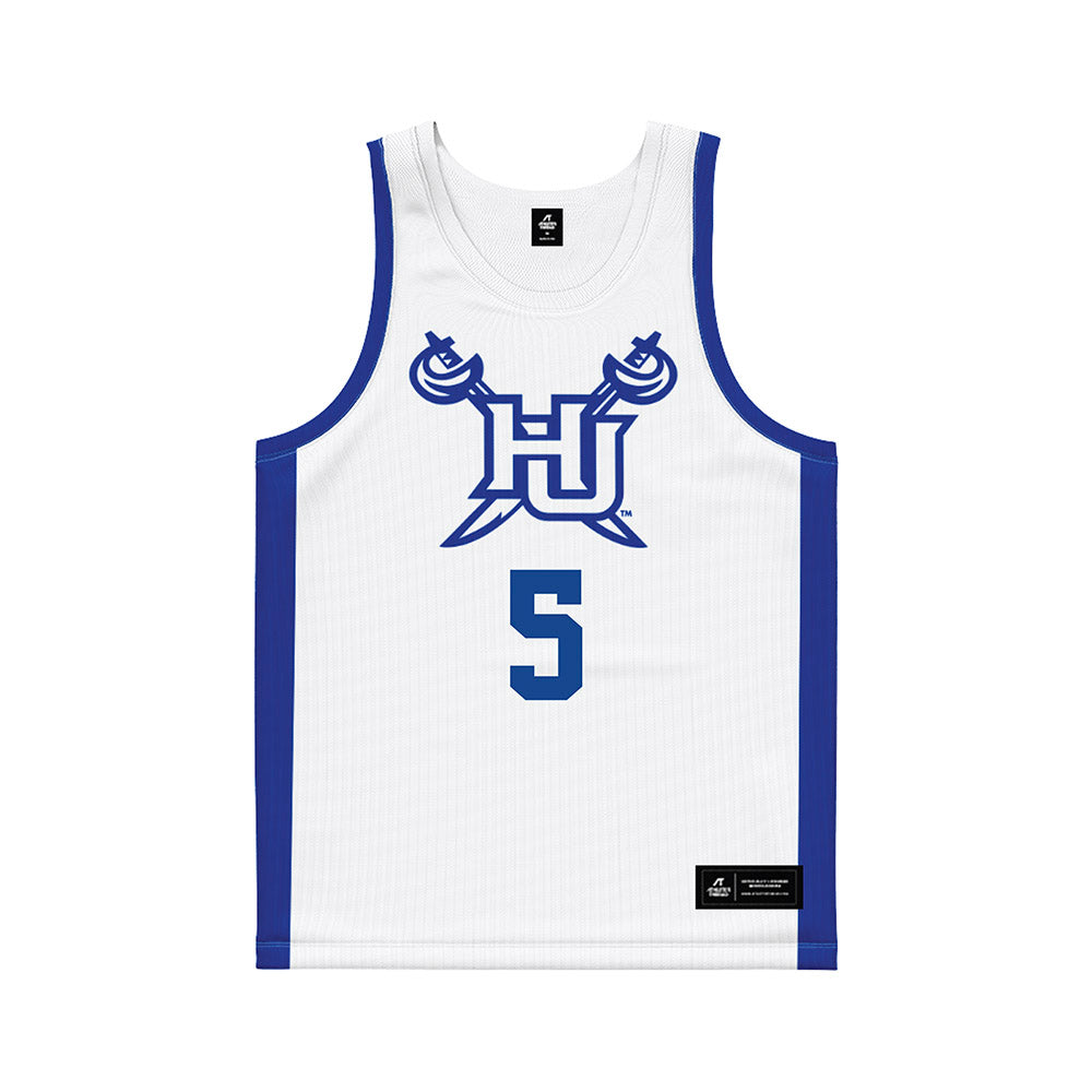 Hampton - NCAA Men's Basketball : Etienne Strothers - White Basketball Jersey-0