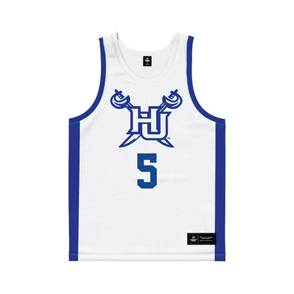 Hampton - NCAA Men's Basketball : Etienne Strothers - White Basketball Jersey-0