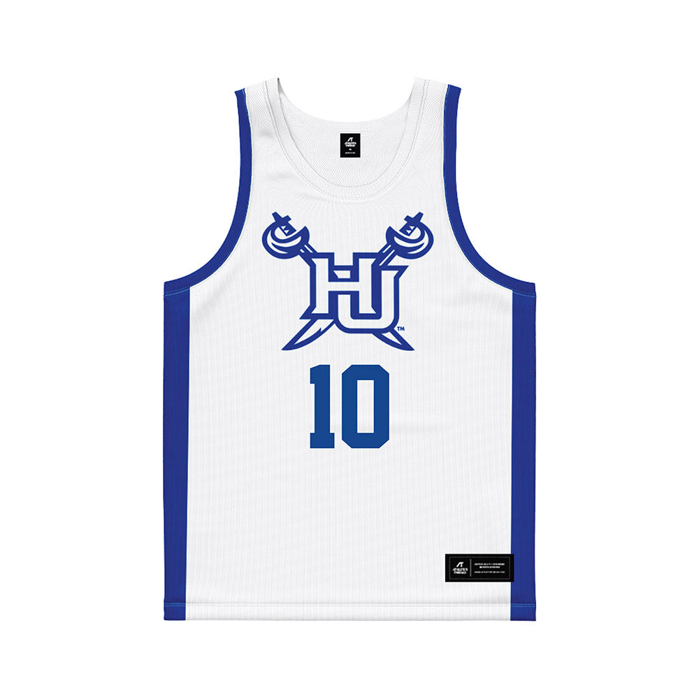 Hampton - NCAA Men's Basketball : Chris Eldredge - White Basketball Jersey-0