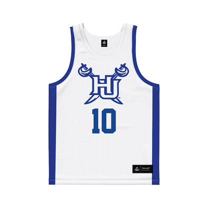 Hampton - NCAA Men's Basketball : Chris Eldredge - White Basketball Jersey-0